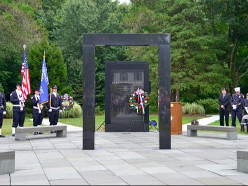 Closter 9/11 memorial polished black granite monument. 