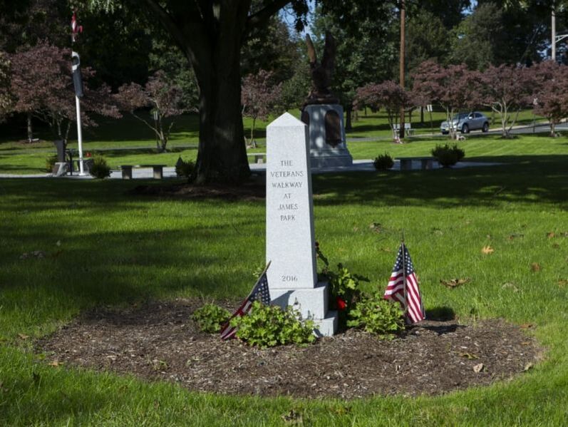 Madison, NJ Veterans Monument Barre Grey Granite obelisk