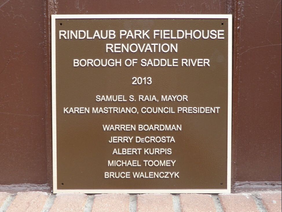 Saddle River, NJ Fieldhouse Bronze Plaque