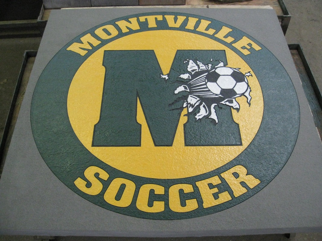 Montville, NJ Soccer Engraved Painted Bluestone
