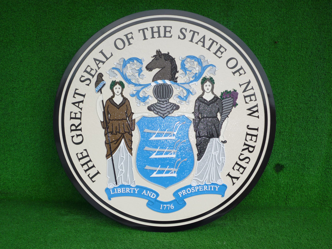 New Jersey State Seal Painted Cast Bronze