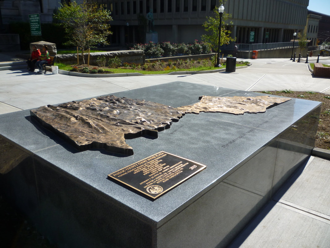 Passaic County Courthouse - Paterson, NJ Sculpted Bronze Topographical map on Barre Grey Granite Base