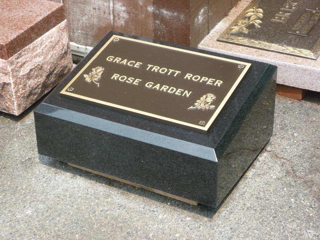 Belmar, NJ Rose Garden Bronze plaque on black granite marker