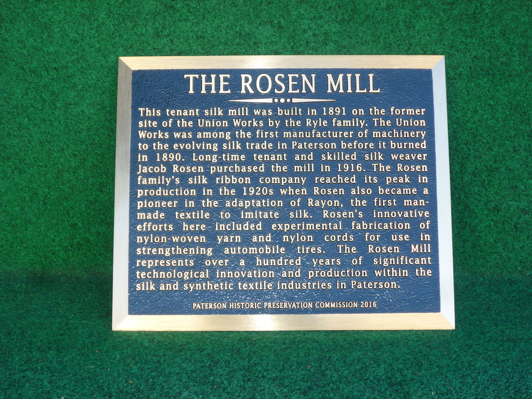 Paterson, NJ Rosen Mill Bronze Plaque