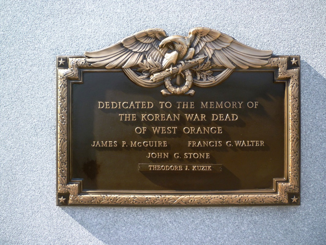 West Orange, NJ Korean War Veterans Bronze Plaque